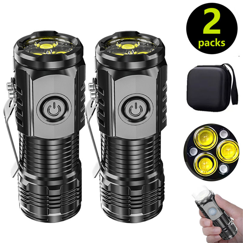 Outdoor Lighting Black - Senter Mini 3LED dengan Klip Pena,