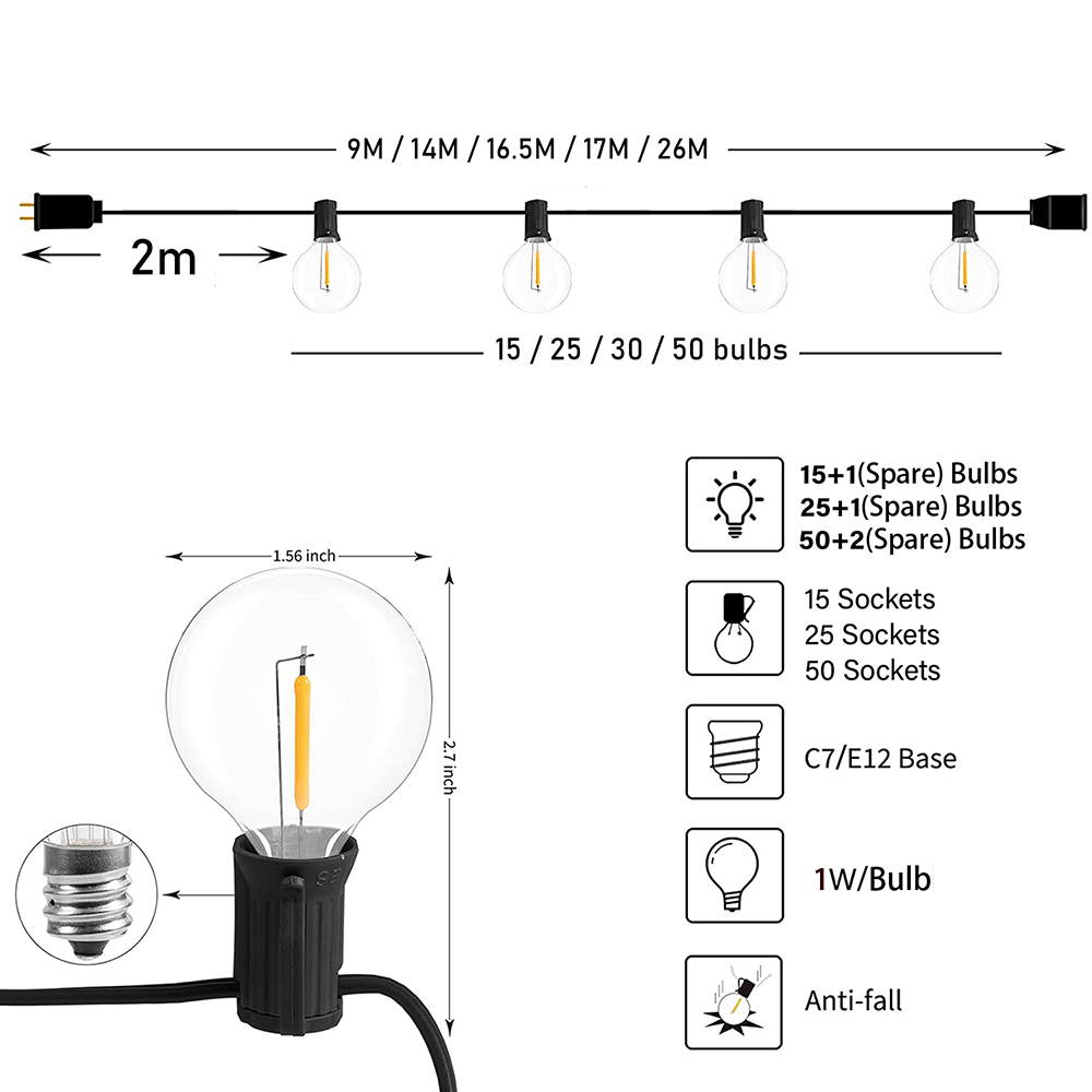 7/26M Lampu Peri LED Globe Str - Outdoor Lighting Effects ulasan dan harga